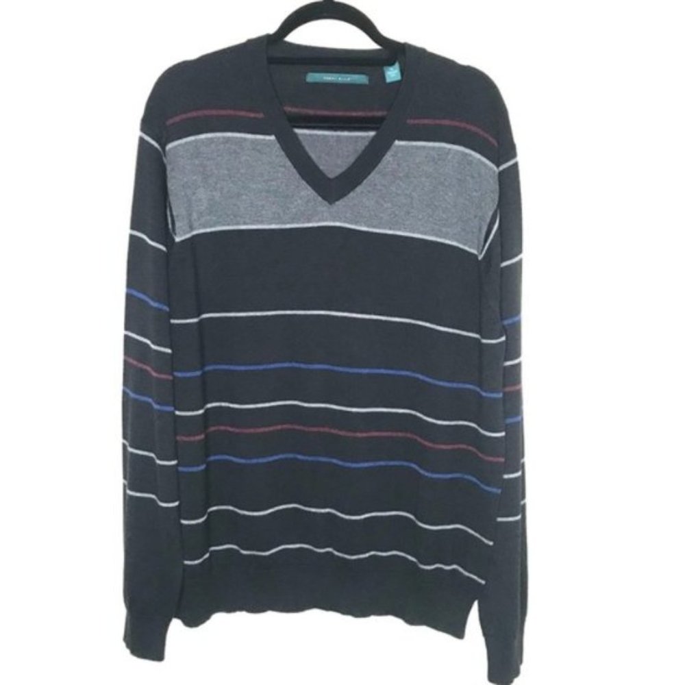 Perry Ellis V-Neck Multicolor Sweater Size XL